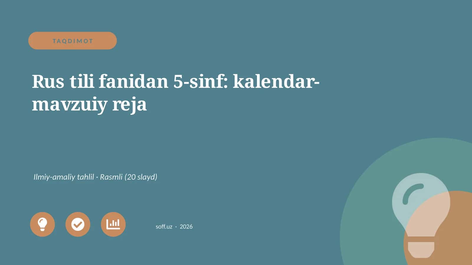 Rus tili fanidan 5-sinf: kalendar-mavzuiy reja