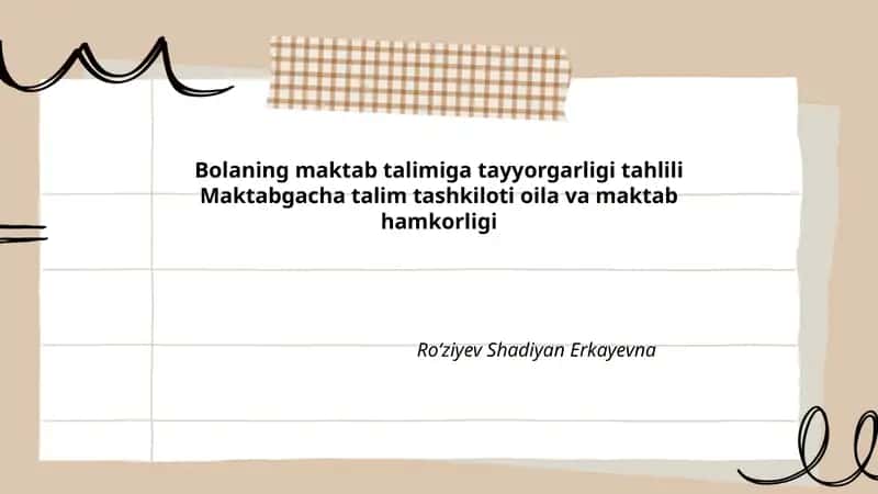 Bolaning maktab talimiga tayyorgarligi tahlili