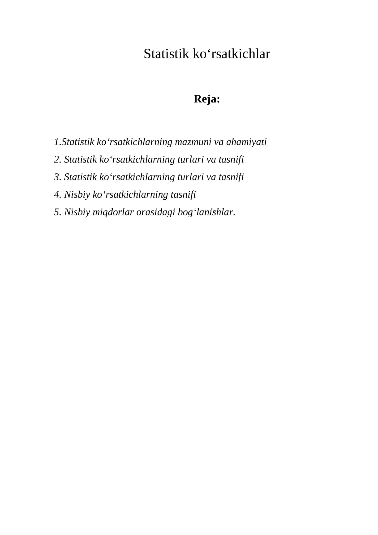 Statistik ko‘rsatkichlar