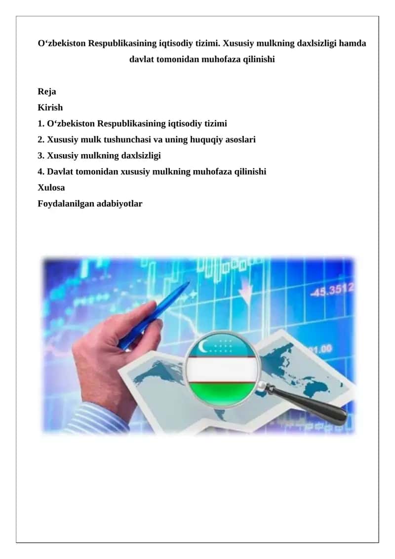 Xususiy mulkning daxlsizligi hamda davlat tomonidan muhofaza qilinishi