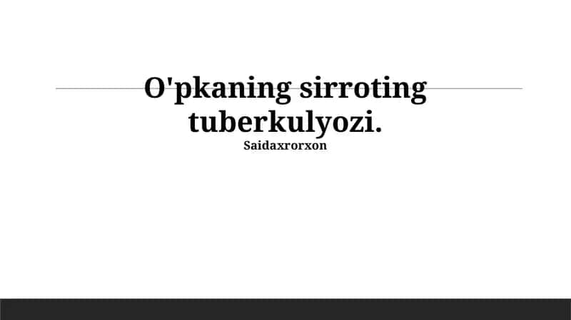 O'pkaning sirrotik tuberkulyozi: Ta'rif va patogenez
