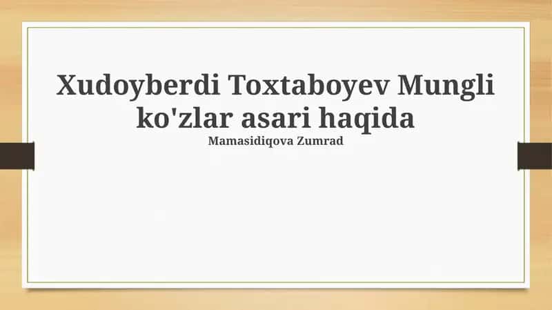 Mungli Ko'zlar