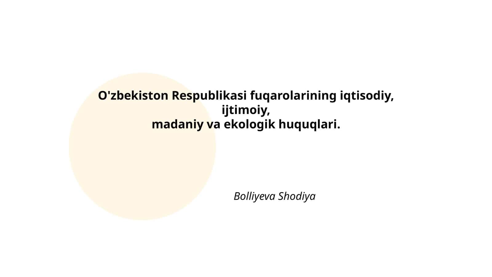 O'zbekiston Respublikasi fuqarolarining iqtisodiy huquqlari