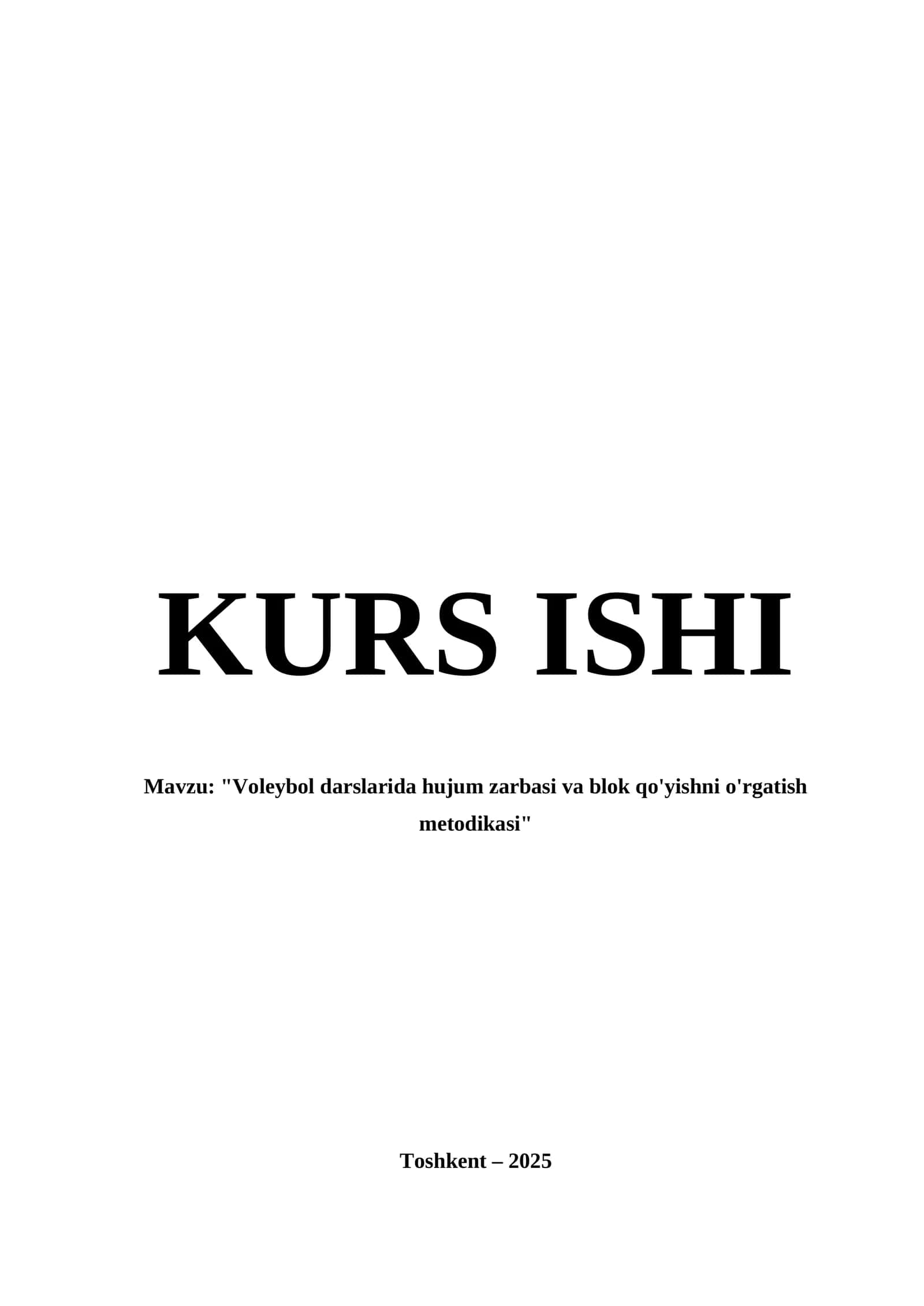 Voleybol darslarida hujum zarbasi va blok qo'yishni o'rgatish metodikasi