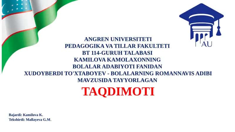 Xudoyberdi To'xtaboyev – Bolalarning Romannavis Adibi