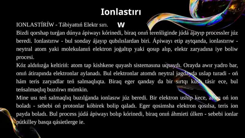 Ionlastırıw