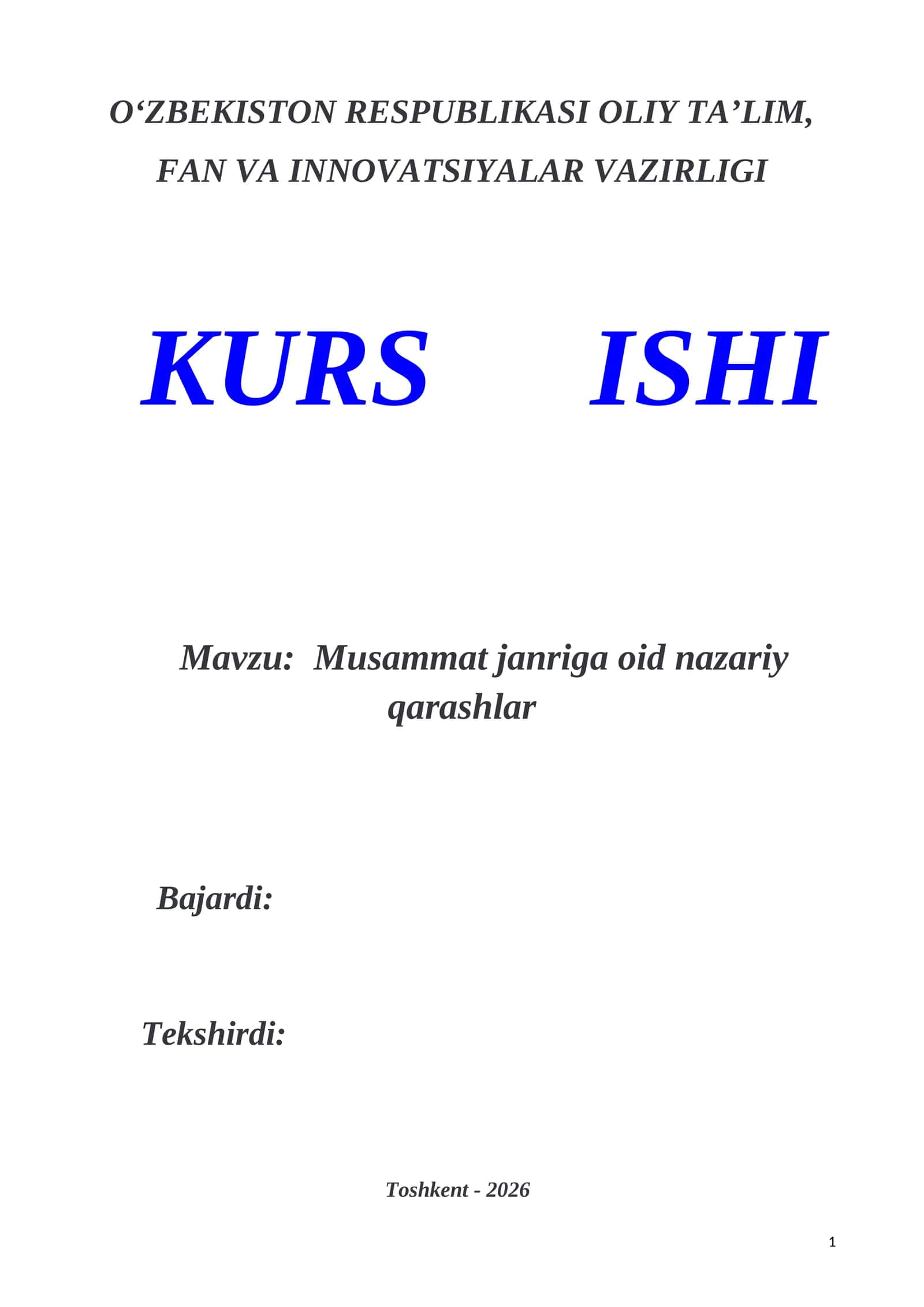 Musammat janriga oid nazariy qarashlar