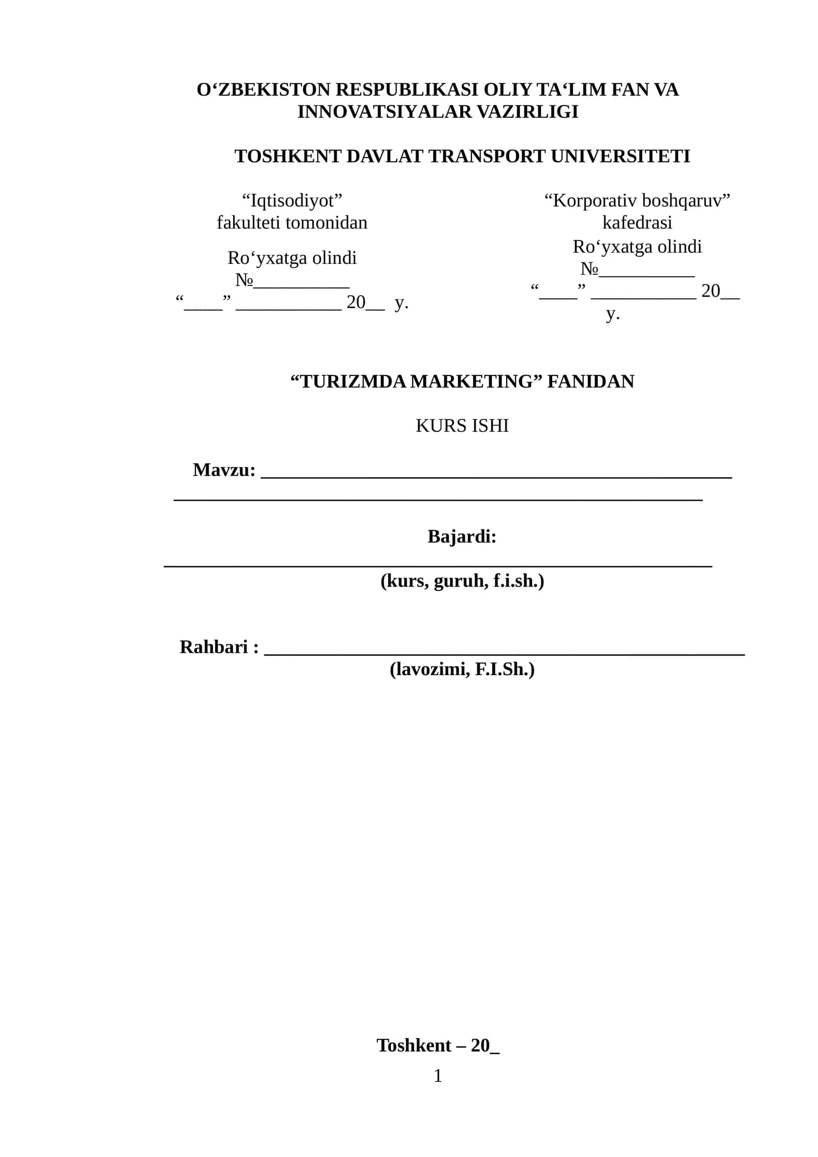 TURIZMDA MARKETING FANIDAN KURS ISHI