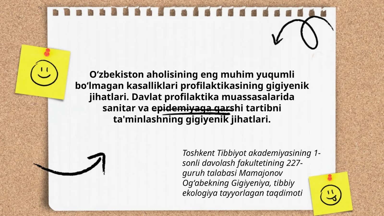 Mamajonov Ogʻabekning Gigiyeniya, tibbiy ekologiya taʼlimoti