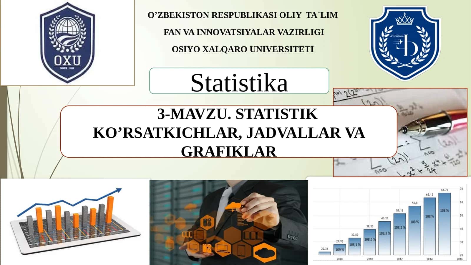 Statistikko’rsatkichlar, jadvallar va grafiklar