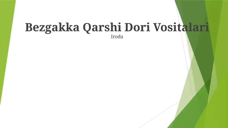Bezgakka Qarshi Dori Vositalari