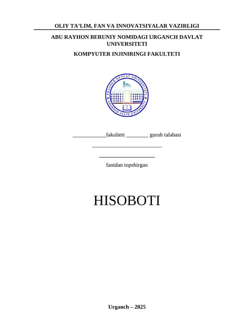 HISOBOT YUZI