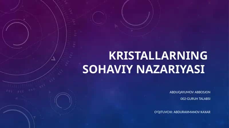 Kristallarning sohaviy nazariyasi