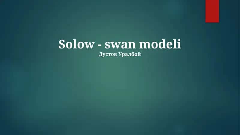 Solow-Swan modeli