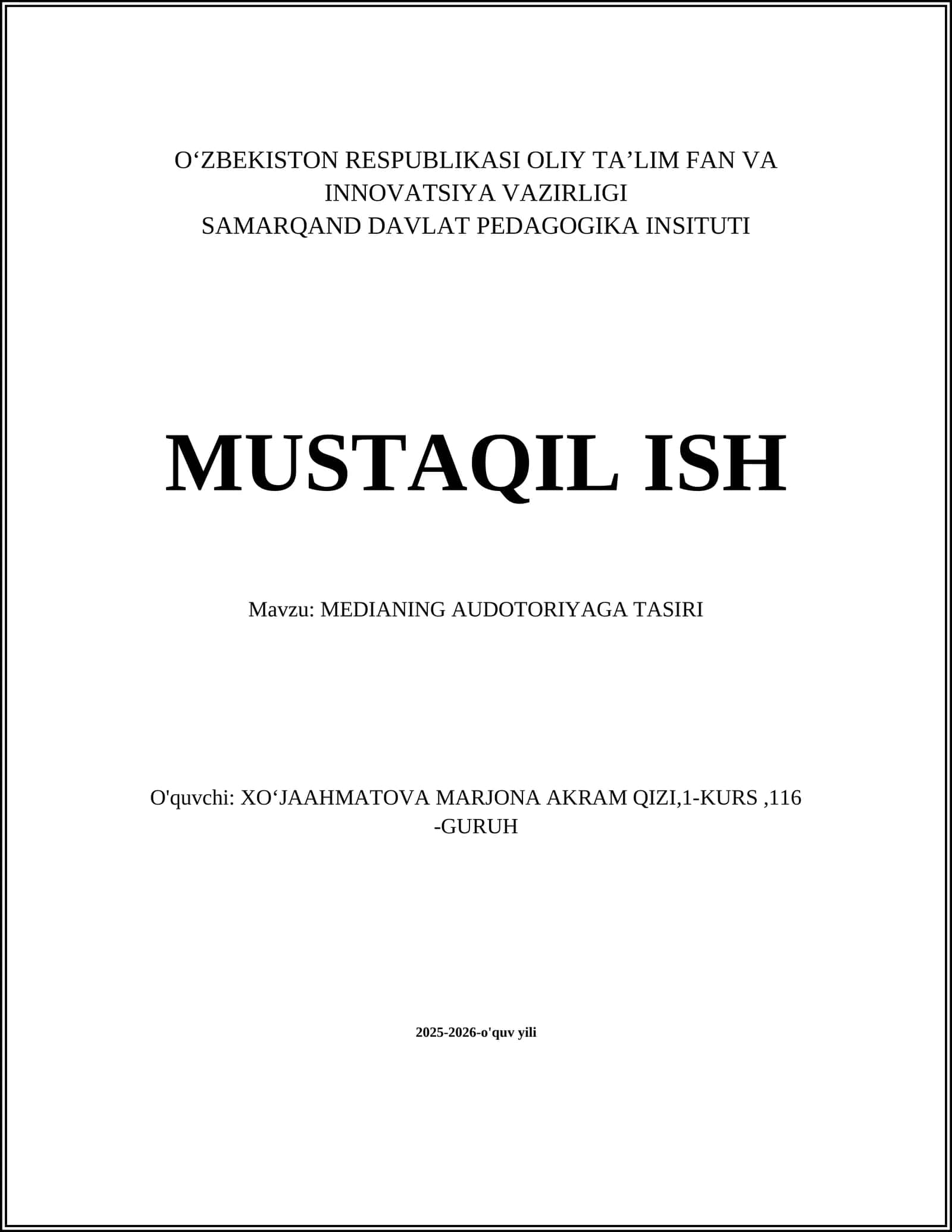 MEDIYANING AUDOTORIYAGA TASIRI