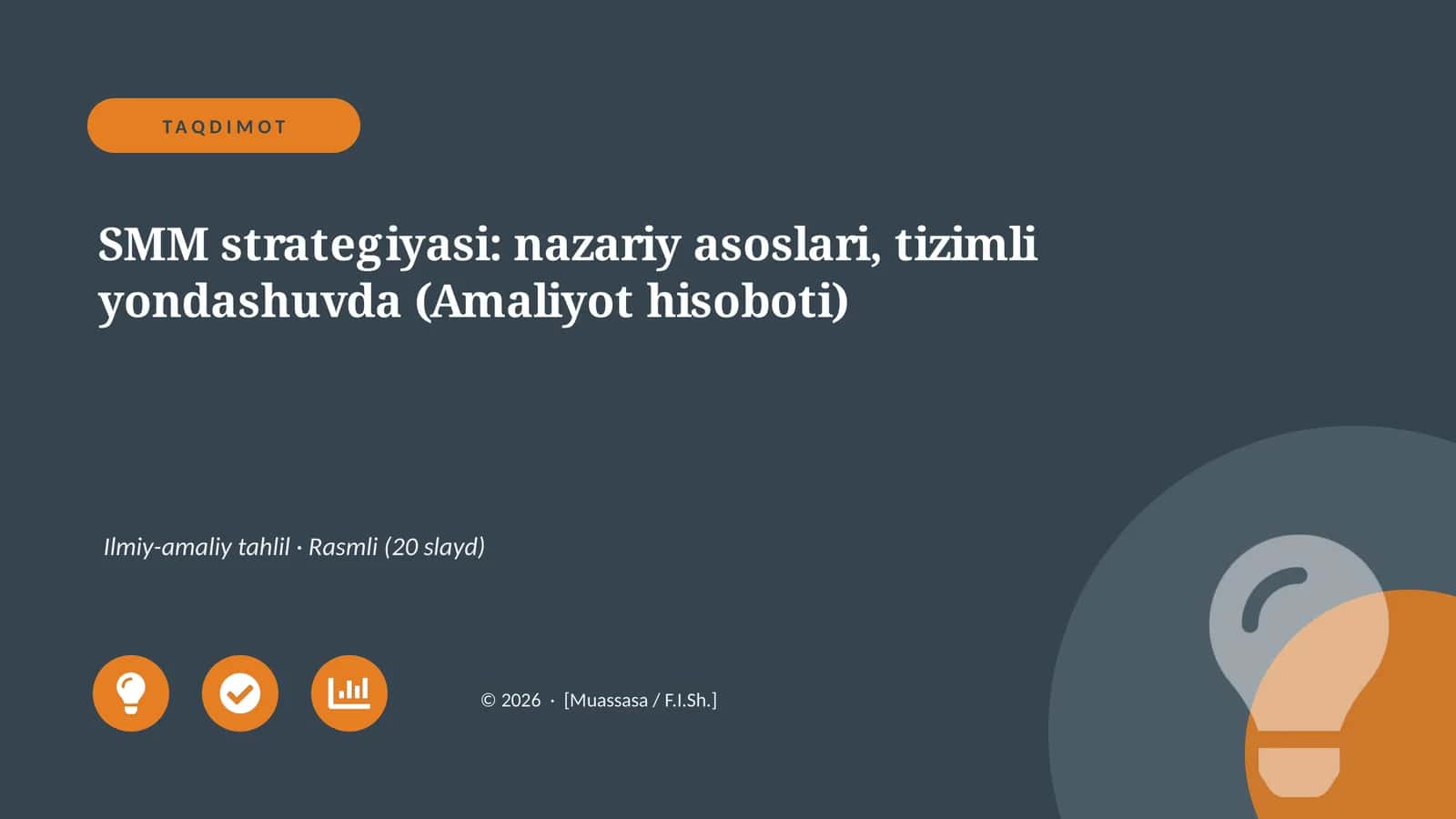 SMM strategiyasi: nazariy asoslari, tizimli yondashuvda (Amaliyot hisoboti)