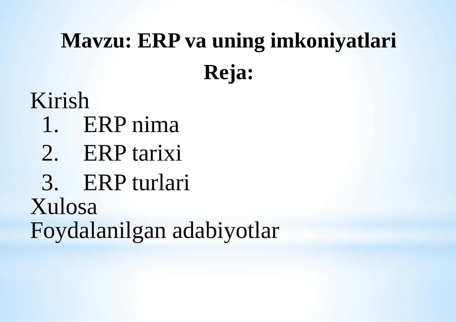 ERP va uning imkoniyatlari