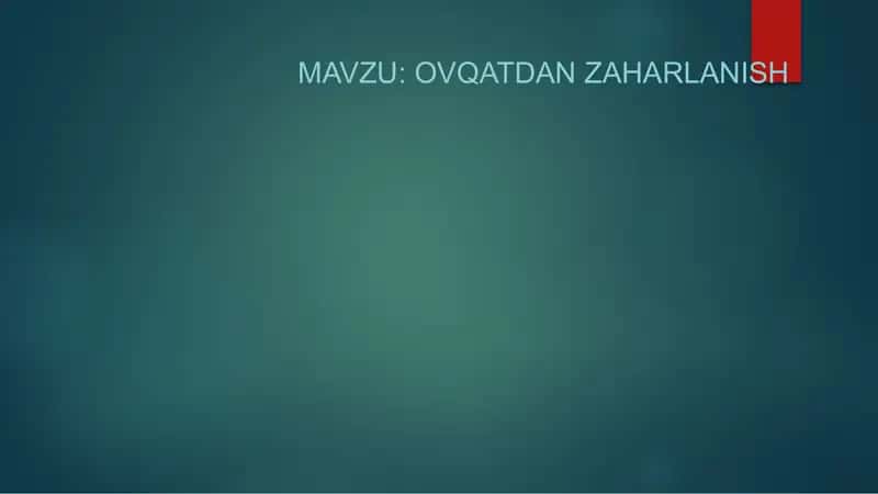 Ovqatdan zaharlanish