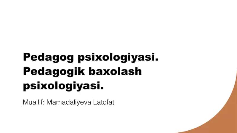 Pedagogik Psixologiyaga Kirish