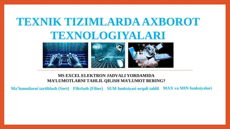 Texnik tizmlarda axborot texnologiyalari