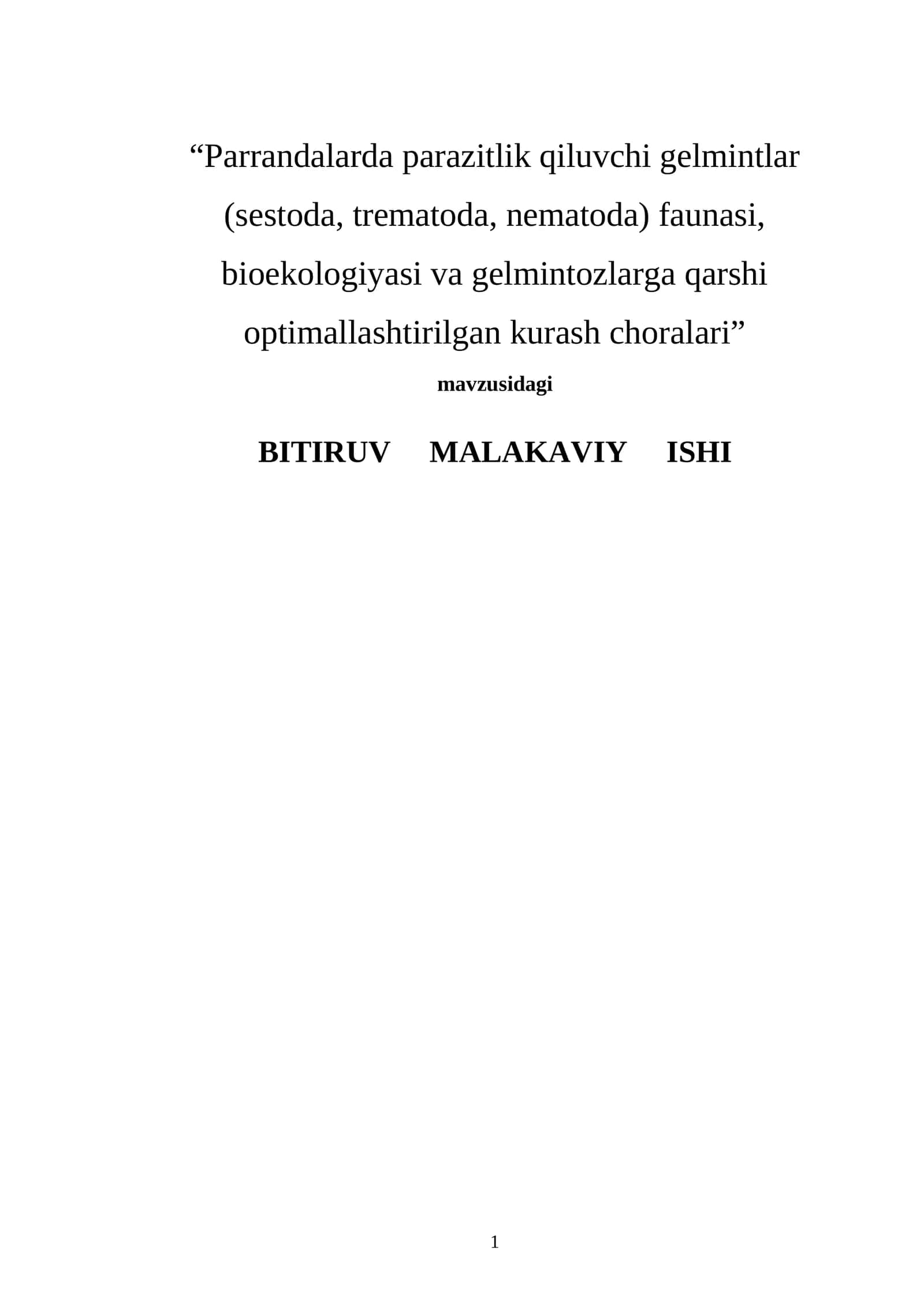 BITIRUV MALAKAVIY ISHI