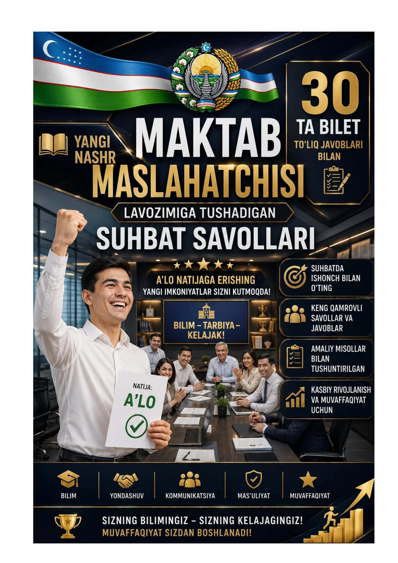 📘 💎 MAKTAB MASLAHATCHISI SAVOLLAR VA JAVOBLAR TO‘PLAMI (PREMIUM QO‘LLANMA)