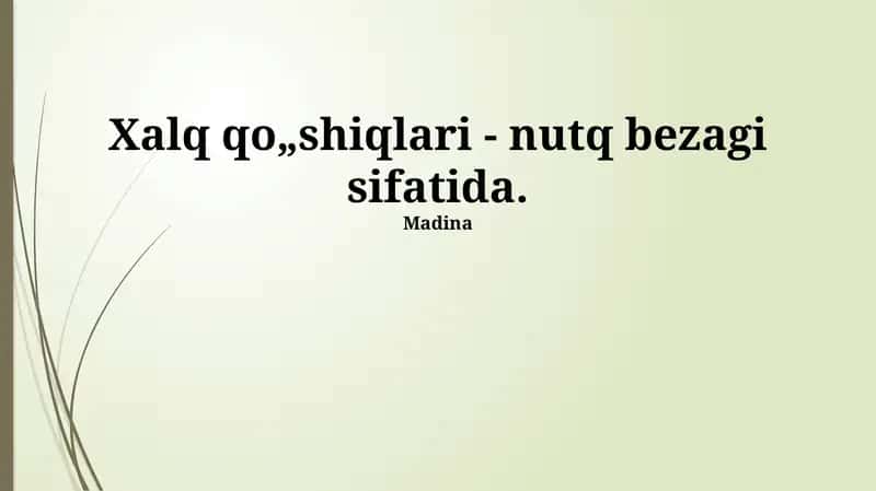 Xalq qo'shiqlari - nutq bezagi sifatida