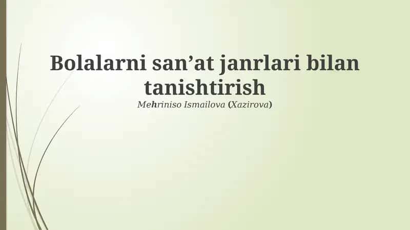 Bolalarni sanʼat janrlari bilan tanishtirish