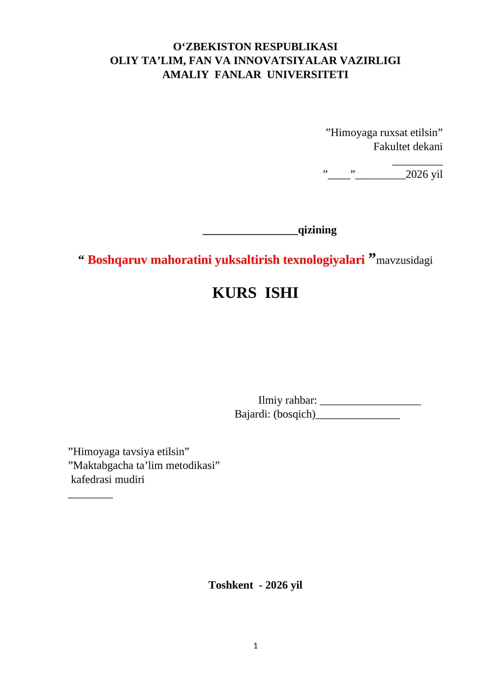 Boshqaruv mahoratini yuksaltirish texnologiyalari