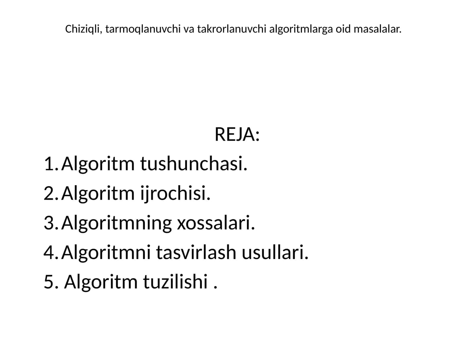 Algoritmlar to'g'risida darslik
