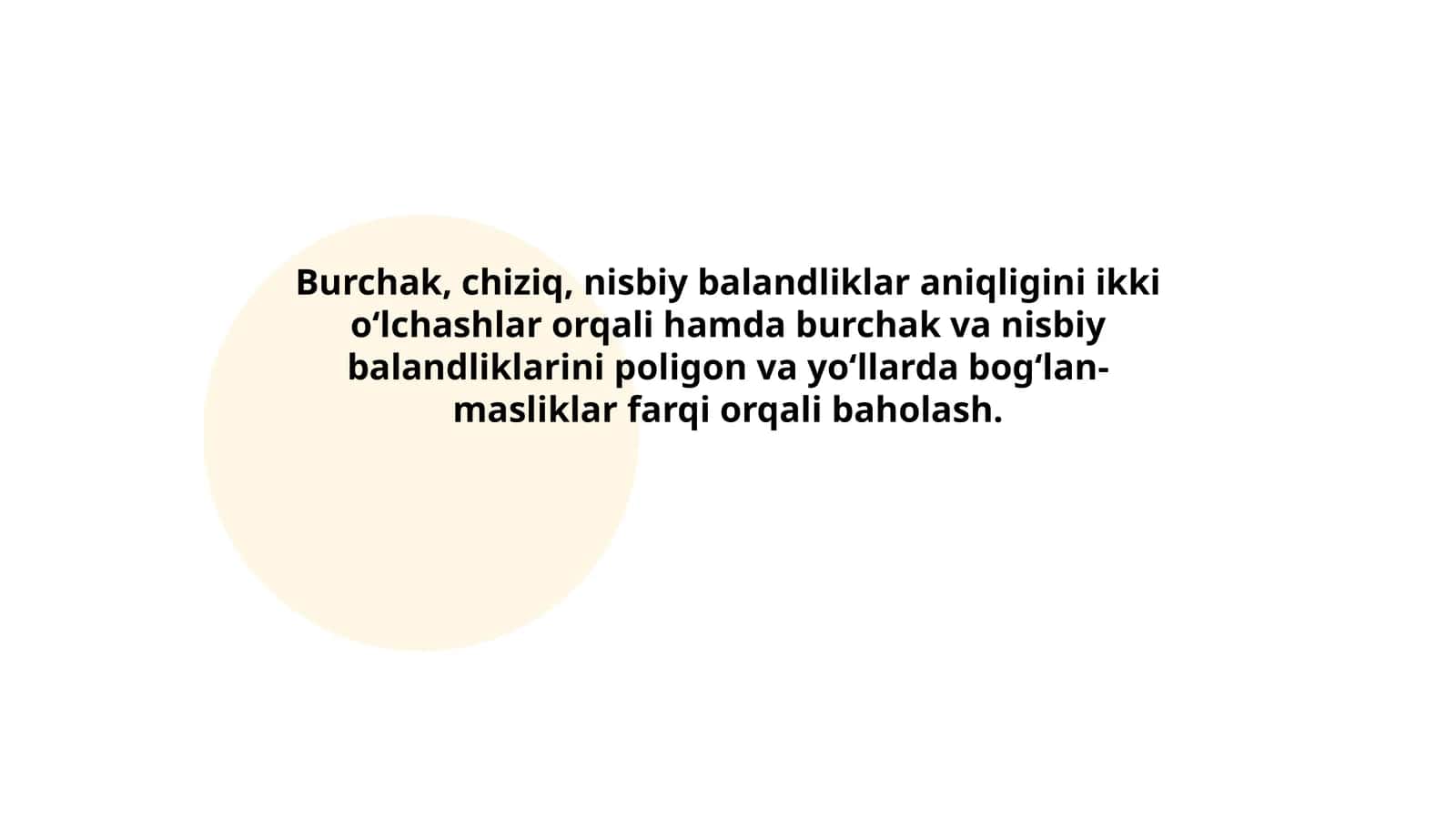 Burchak, chiziq, nisbiy balandliklar