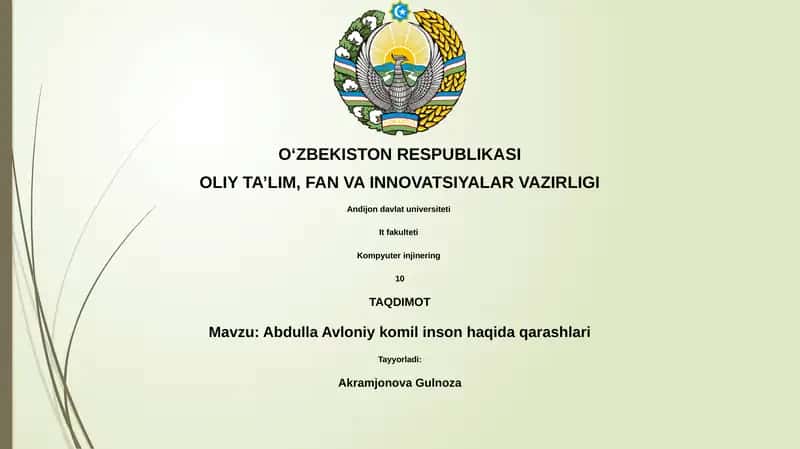 Abdulla Avloniy komil inson haqida qarashlari