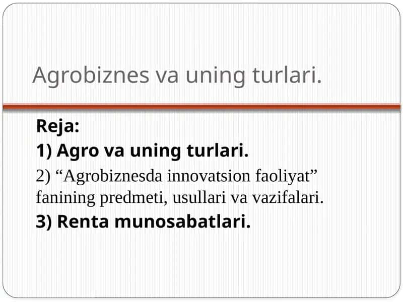 Agrobiznes va uning turlari