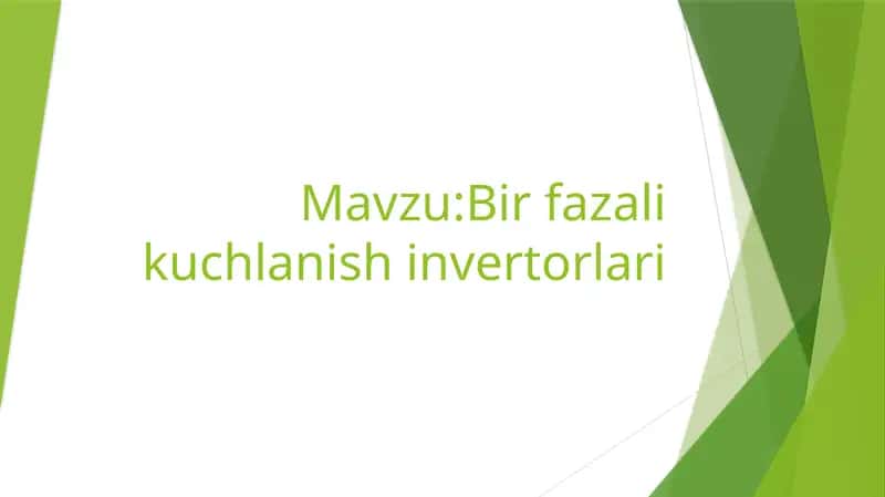 Birfazalik uchlanish invertorlari