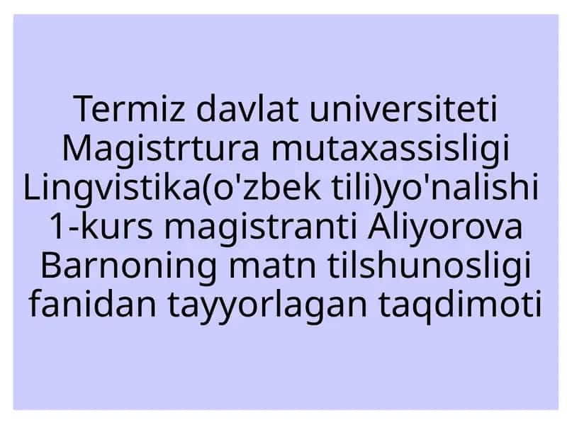 Lingvistika (o'zbek tili) yo'nalishi