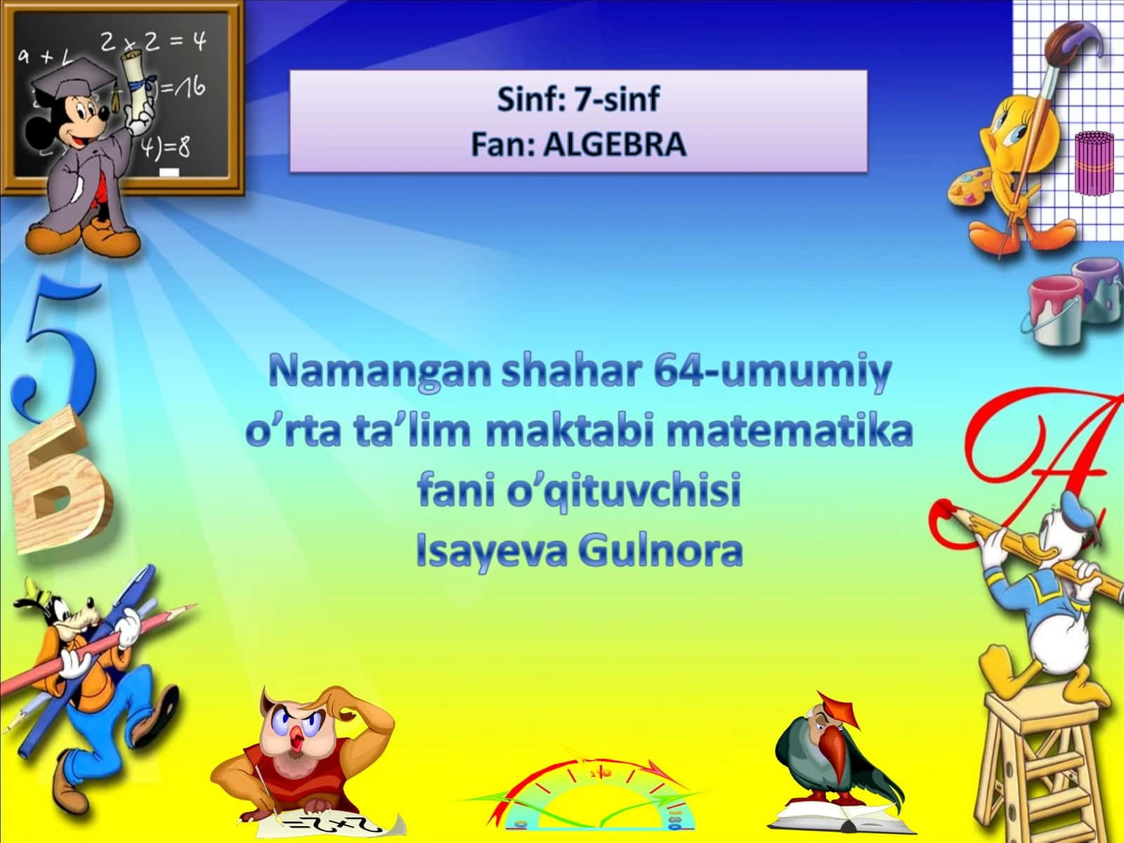 Algebraik kasrga doir ifodalarni ko’paytirishva bo’lish
