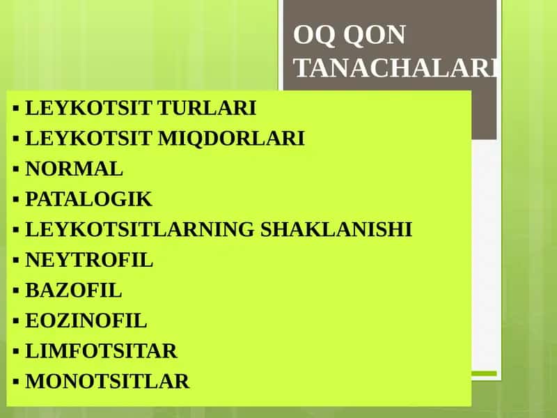 Leykotsitlar (Oq Qon Tanachalari)