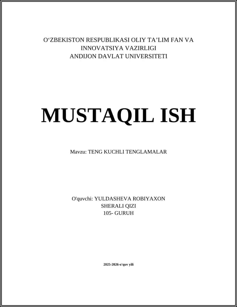 TENG KUCHLI TENGLAMALAR