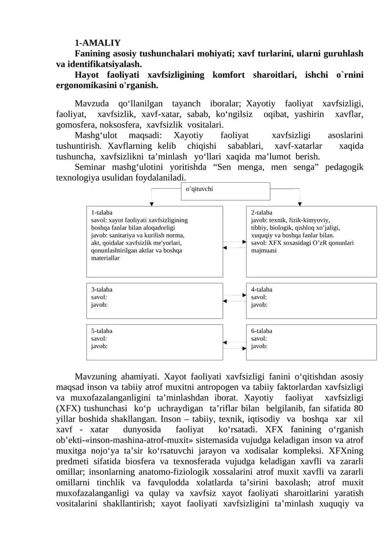 Xayotiy faoliyat xavfsizligi