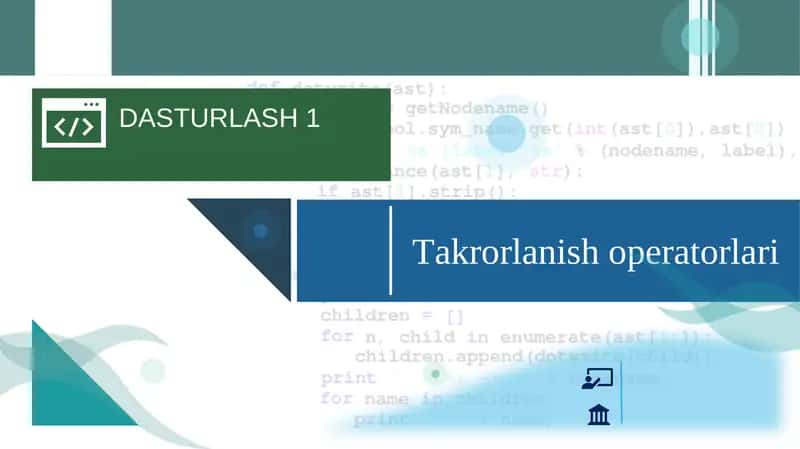 Takrorlanish operatorlari
