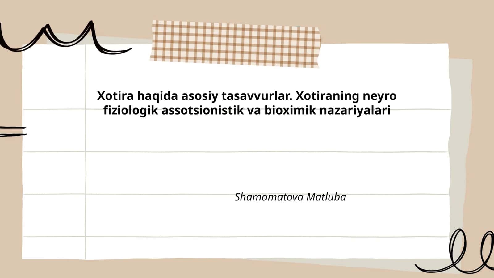 Xotira haqida asosiy tasavvurlar