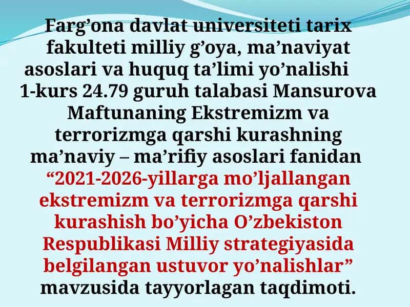 "O'zbekiston Respublikasi Milliy strategiyasi"