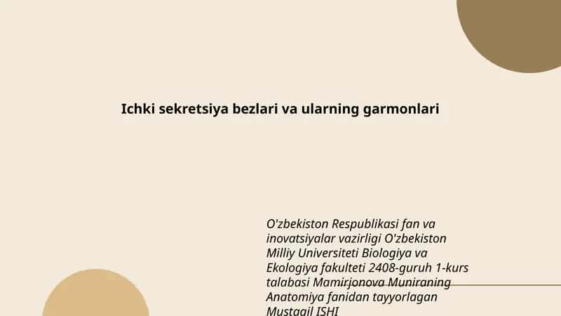 Ichki sekretsiya bezlari va ularning garmonlari