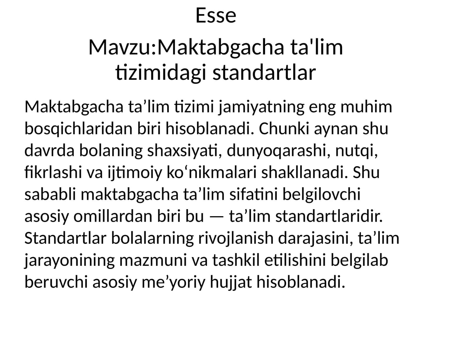 Maktabgachata'limtizimidagistandartlar