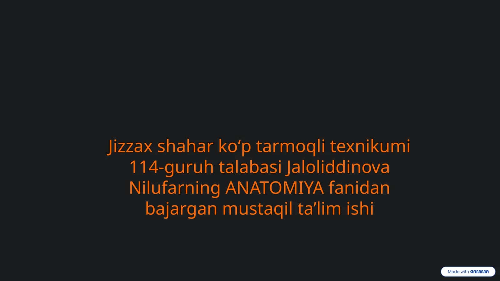 ANATOMIYA fanidan mustaqil taʼlim