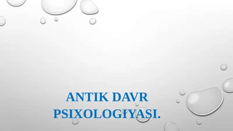 Antikdavr psixologiyasi