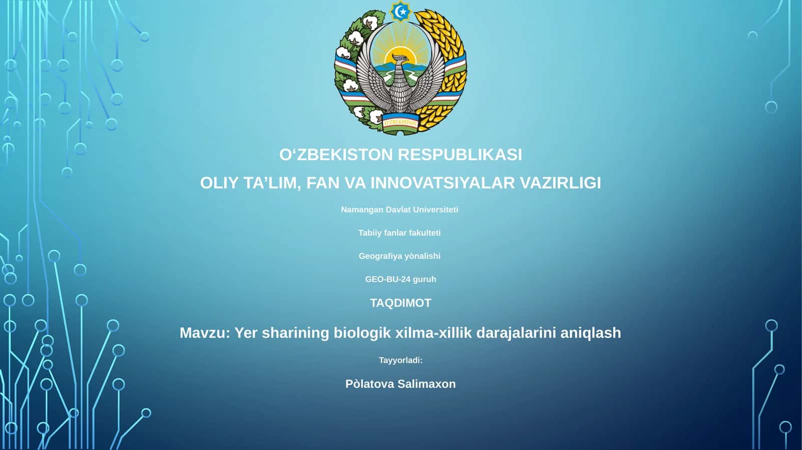 Yer sharining biologik xilma-xillik darajalarini aniqlash