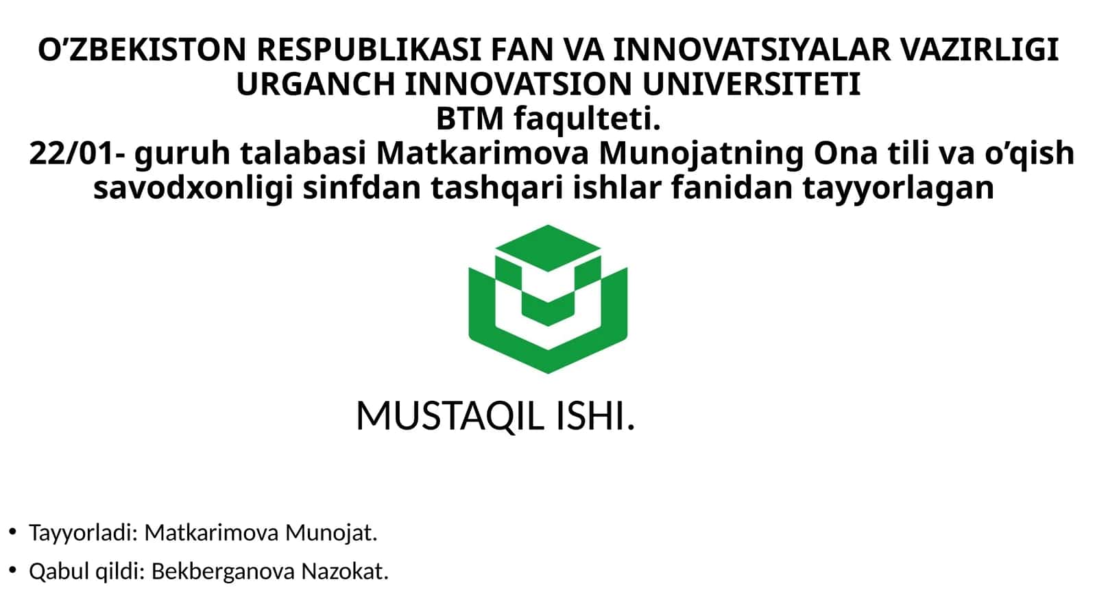 BOSHLANG‘ICH SINFLARDA TURLI BAYRAM TADBIRLARI REJASINI TUZISH