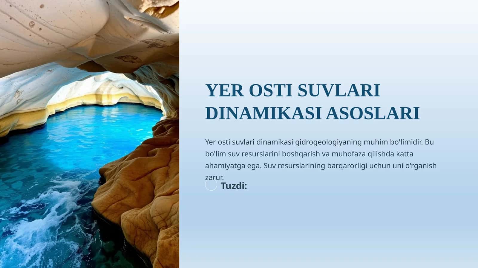 YеR OSTI SUVLARI DINAMIKASI ASOSLARI