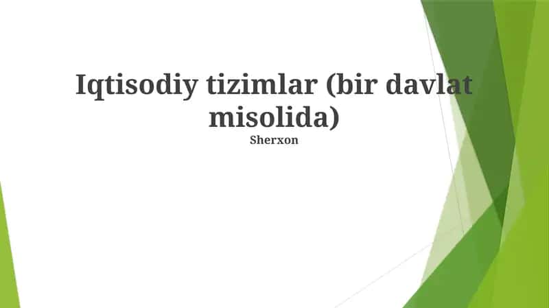 Iqtisodiy tizimlar (bir davlat misolida)